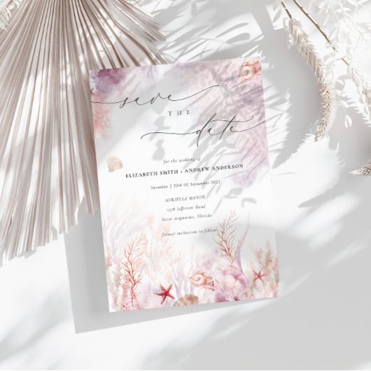 海藻 | Seashell日付を保存 招待状