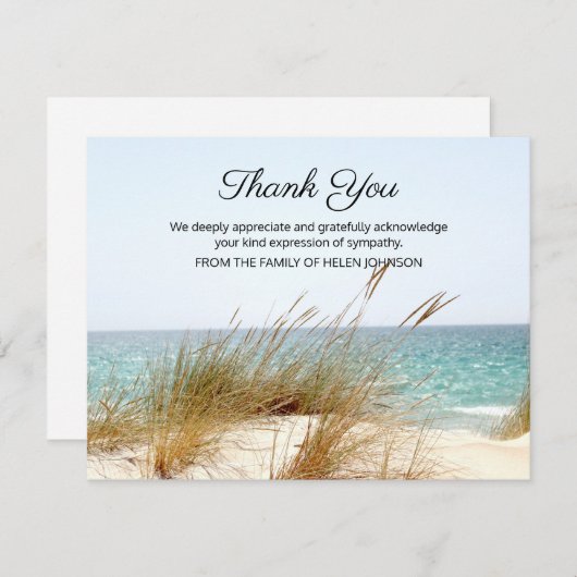 海表示のお葬式お礼ノートカード サンキューカード (正面/裏面)
