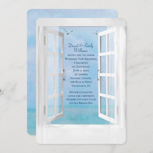 海表示ウィ結婚ンドウの誓願の更新 招待状 (正面/裏面)