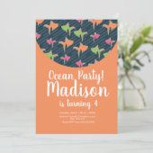 海誕生日金ゴールドフィッシュ招待状 招待状 (スタンド正面)