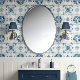 海調和タイル – ソフトティール（緑がかった色）、白 – 沿岸 壁紙