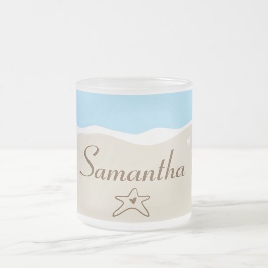 海貝殻水曇りガラスのコーヒーマグカップ フロストグラスマグカップ (中央)