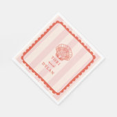 海貝粉色條紋熱帶海灘婚禮 スタンダードランチョンナプキン (角)