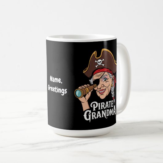 海賊おばあちゃんおもしろいハロウィーンの衣装 コーヒーマグカップ (正面右)