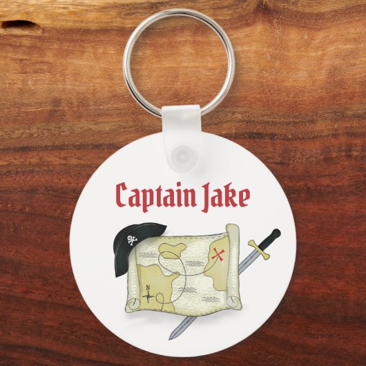海賊おもしろいかわいいマップパーソナライズされたカスタム キーホルダー (正面)