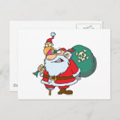 海賊おもしろいのサンタとクリスマスのオウム漫画 シーズンポストカード (正面/裏面)