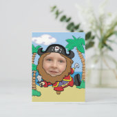 海賊おもしろいカットアウト顔テンプレート ポストカード (スタンド正面)