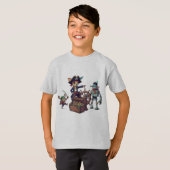 海賊おもしろいクルーTシャツ – ロボット、サル Tシャツ (正面フル)