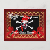 海賊おもしろいスカルパーソナライズされたクリスマス シーズンポストカード (正面)