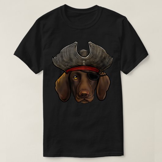 海賊おもしろいドイツ短編ポインタ犬 Tシャツ (デザイン正面)