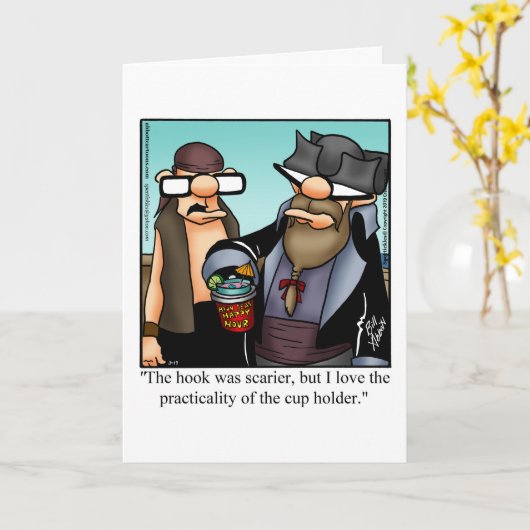 海賊おもしろいユーモア空白のグリーティングカード カード (黄色い花)