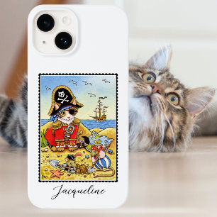 海賊おもしろい猫マウス名前をカスタムする Case-Mate iPhone 14ケース