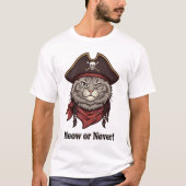 海賊おもしろい猫用シャツ – ニャーかネバーランド Tシャツ (正面)