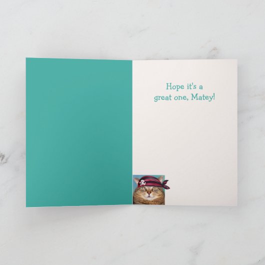 海賊おもしろい猫誕生日 カード (内部)