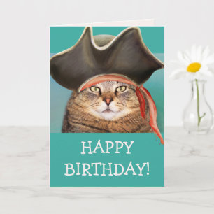 海賊おもしろい猫誕生日 カード