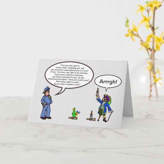 海賊おもしろい警察の挨拶状 カード (黄色い花)