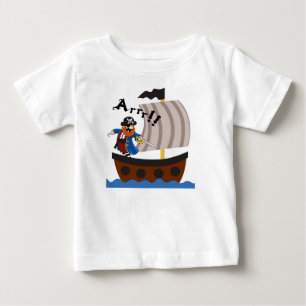 海賊および海賊船のワイシャツ ベビーTシャツ