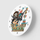 海賊および海賊船 ラウンド壁時計 (傾斜)