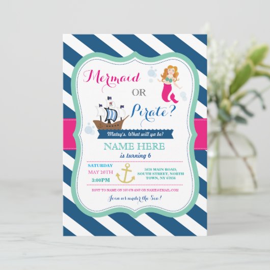 海賊か人魚のひいさま,何歳の誕生日パーティーの招待状 招待状 (スタンド正面)