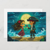 海賊が花嫁と結婚するビーチ ポストカード (正面/裏面)