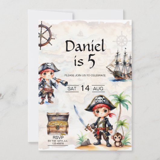 海賊すてき5誕生日 招待状 (正面)