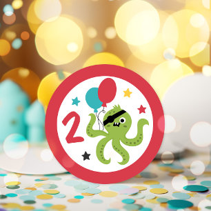海賊たこ男の子の誕生日パーティー ラウンドシール