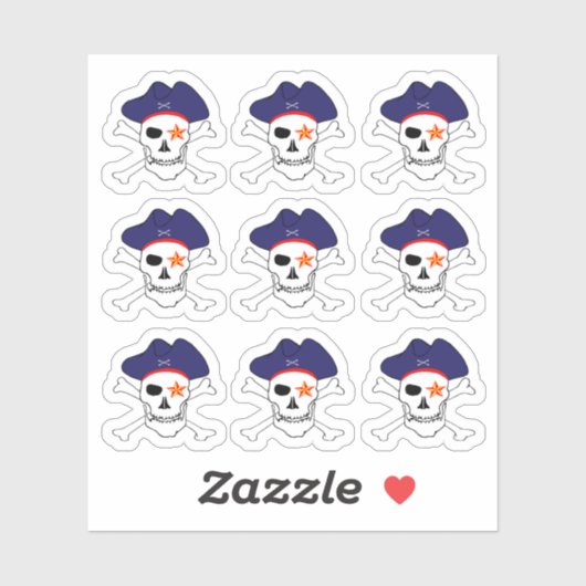 海賊とキャプテンジャック、ドクロX骨 /セット3 シール (シート)