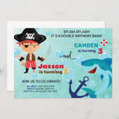 海賊とサメの兄弟姉妹招待。 招待状 (正面/裏面)