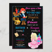 海賊とプリンセスの誕生日の招待状2テーマ 招待状 (正面/裏面)