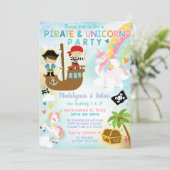 海賊とユニコーンの招待状 男の子 女の子 兄弟姉妹 招待状 (スタンド正面)