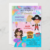 海賊と人魚の兄弟姉妹誕生日招待状。招待 招待状 (正面/裏面)