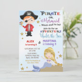 海賊と人魚の兄弟姉妹誕生日招待状。招待 招待状 (スタンド正面)