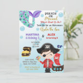 海賊と人魚の兄弟姉妹誕生日招待状。招待 招待状 (スタンド正面)