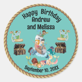 海賊と人魚の子ども誕生日 ラウンドシール