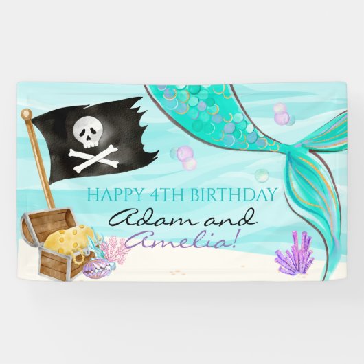 海賊と人魚の尾の合同誕生日 横断幕 (横)
