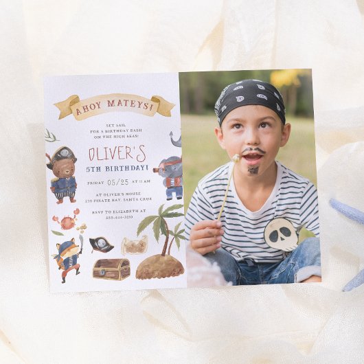 海賊と動物の予算に優しい写真バースデーパーティー