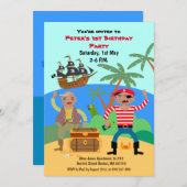 海賊と宝箱の誕生日パーティー 招待状 (正面/裏面)