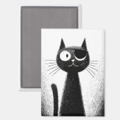 海賊ねこ - かわいいミニマルねこアート マグネット (正面/裏面)