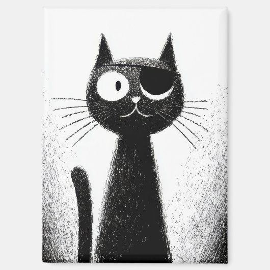 海賊ねこ - かわいいミニマルねこアート マグネット (正面)