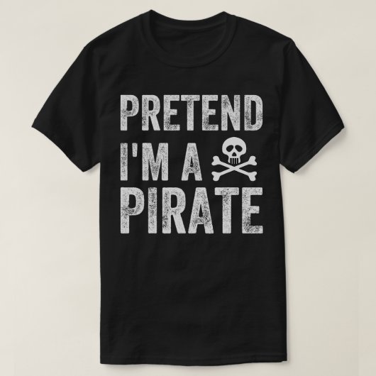 海賊のおもしろい衣装を着て面白いハロウィンの装いをする Tシャツ (デザイン正面)