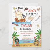 海賊のこどもの誕生日招待状 "Ahoy Mateys" 招待状 (正面)
