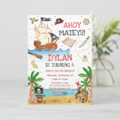 海賊のこどもの誕生日招待状 "Ahoy Mateys" 招待状 (スタンド正面)