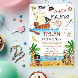 海賊のこどもの誕生日招待状 "Ahoy Mateys" 招待状