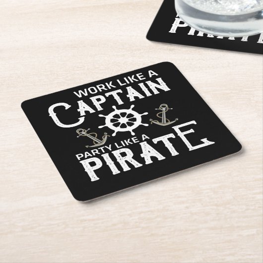 海賊のようなキャプテンパーティーのように働く スクエアペーパーコースター (アングル)