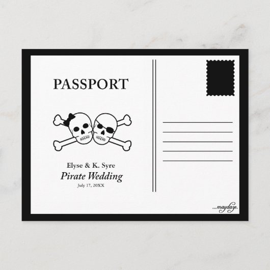 海賊のウェディング返信カード インビテーションポストカード (裏面)
