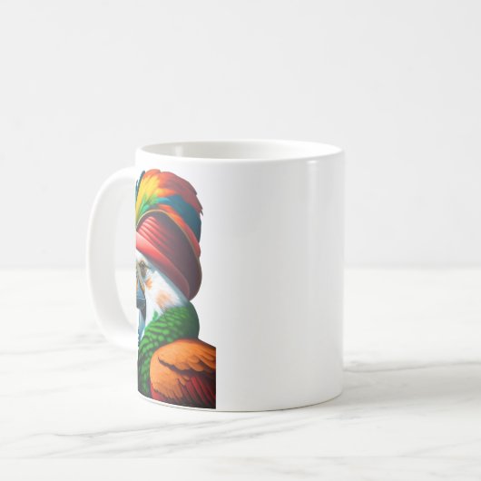 海賊のオウムの油絵 コーヒーマグカップ (正面左)