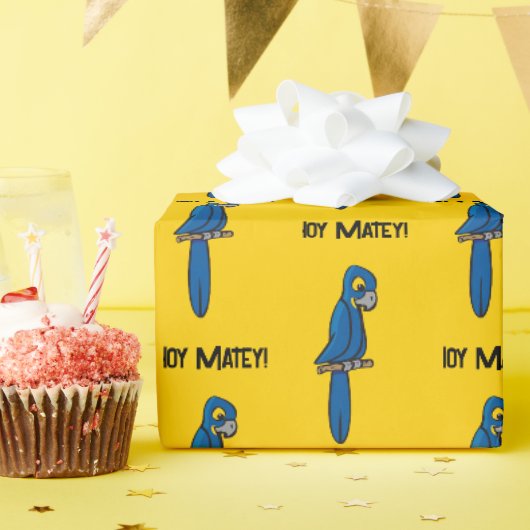 海賊のオウム、カラフルなインコのイラスト ラッピングペーパー (誕生日パーティー)