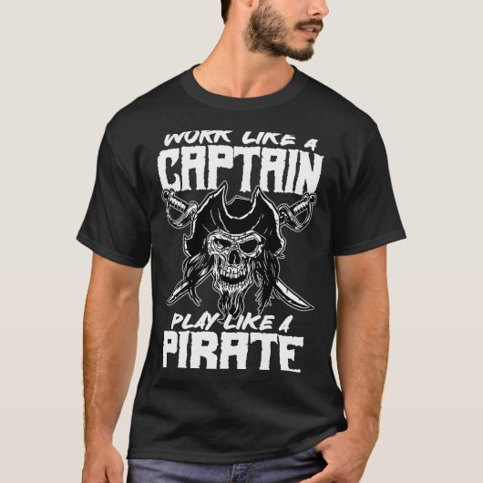 海賊のキャプテン遊と同様にスカルをする Tシャツ (正面)