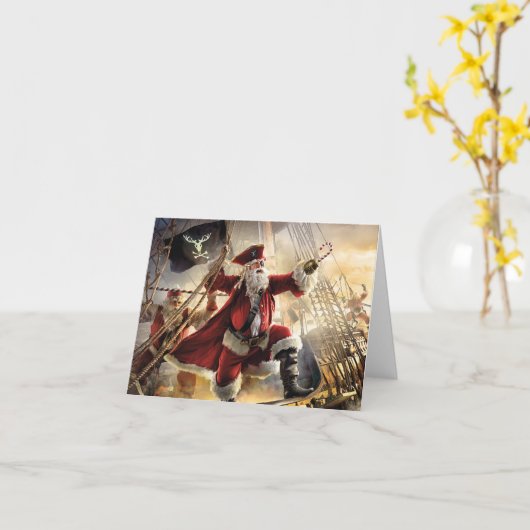 海賊のサンタ カード (黄色い花)