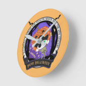 海賊のスケルトンの猫の壁 ラウンド壁時計 (傾斜)